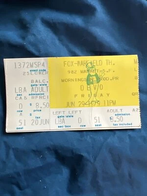 Devo ticket stub June 29, 1979 San Francisco Fox-Warfield - Image 1 of 2