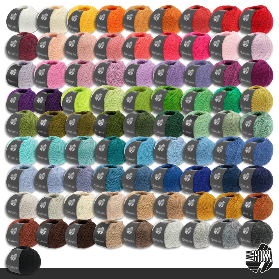 Lana Grossa 50 g Ecopuno Netzgarn Baumwolle Merino Alpaca Wolle Garn 82 Farben - Bild 1 von 1