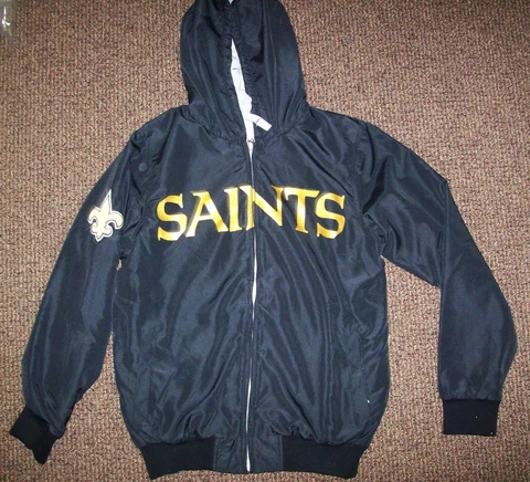 NEW ORLEANS SAINTS Reversible Poly/Fleece Hoody Jacket BLACK/GRAY XL Cover