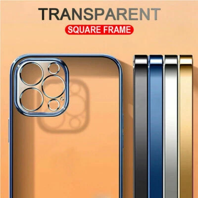 Clear Case Cover For iPhone 13 12 11 8 7 Pro Max Plus XS XR SE Plating Silicone - Image 1 of 4