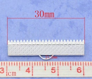 Tapas de extremo engarzado de cinta texturizada enchapadas en plata - 30 × 7,5 mm - Imagen 1 de 3