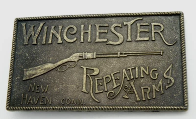De colección WINCHESTER BRAZOS REPETITIVOS Hebilla de Cinturón de Metal New Haven CT 3.75"x2" Foto 1 de 4