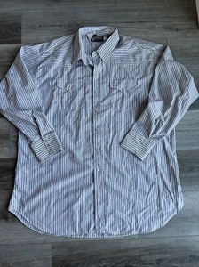 Men’s Panhandle Slim Pearl Snap Western Shirt Size 19-36 Blue White Striped - Picture 1 of 8