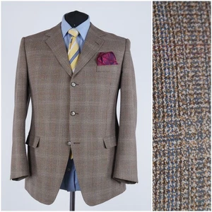 Vintage Blazer 46R UK Size MEWE MODELL Mens Check Brown Wool Sport Coat Jacket - Picture 1 of 13
