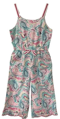 NWT Crown & Ivy Kids Girls Blue Pink Paisley Sleeveless Embroidered Romper 12 - Image 1 of 4