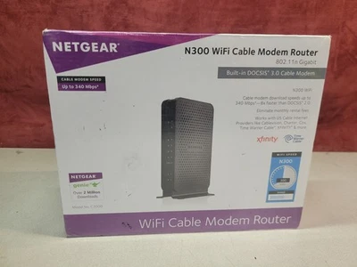 NETGEAR N300 WiFi Cable Modem Router New Model No. C3000 - Image 1 of 4