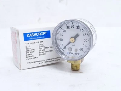 248917 New In Box; Ashcroft 15W1005?01L60# Dry Pressure Gauge 0-60PSI 1.5" Dial - Image 1 of 4