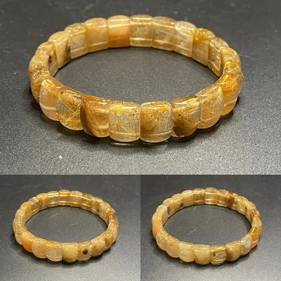 30g Natural Golden hair Rutilated Quartz Stretch Crystal Beads Bracelet - Image 1 of 4