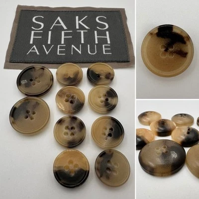 SAKS FIFTH AVENUE BLAZER REPLACEMENT BUTTONS BEIGE TAN MARBLED TONE 4 HOLE FLAT - Image 1 of 4