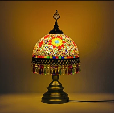 Beautiful Turkish Mosaic Stained Glass Bedside Table Lamp - Image 1 of 2