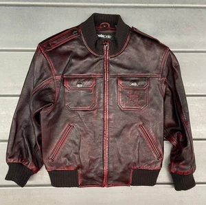 Pelle Pelle Marc Buchanan Leder Bomberjacke Kinder Größe 8 rot durchgehender Reißverschluss - Bild 1 von 9