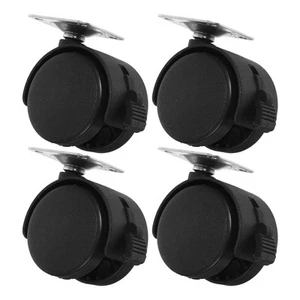 4pcs Caster Wheels with Brake for Furniture 40mm Black - Picture 1 of 12