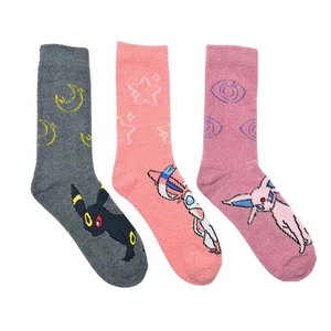 NUEVO CON ETIQUETAS 3-Pk Pokemon Acogedores Calcetines Crew Talla 6.5-12 Eeveelutions - Umbreon Sylveon Espeon - Imagen 1 de 4