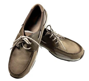 Dunham Mens Captain Boat Shoes MCN410TP Taupe Leather 9.5EE Wide - Picture 1 of 15