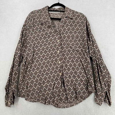 Top con botones estampado geométrico manga larga JH Collectibles para mujer talla 10 Foto 1 de 4