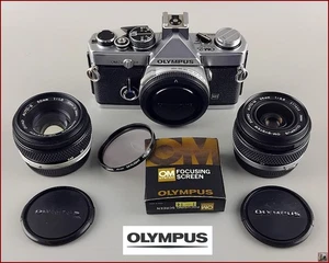 Appareil Slr 35mm Olympus OM2n OM System Zuiko Auto-W 2,8/35mm + Auto-S 1,8/50mm - Imagen 1 de 20