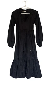 Zimmermann Black Linen Wrap Dress Tie Classic Long Sleeve Size Medium - Bild 1 von 5