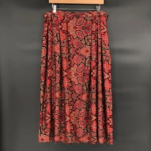 Gonna midi vintage Pendleton donna paisley 18W taglie forti rosso nero USA anni 90 - Foto 1 di 8