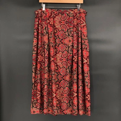 Vintage Pendleton Women's Paisley Midi Skirt 18W Plus Size Red Black USA 90's - Image 1 of 4