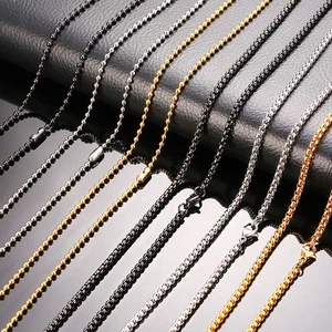 DIY Necklace Chain Box Bead Link Curb Stainless Steel 24 inch Length Gold Silver - Picture 1 of 17