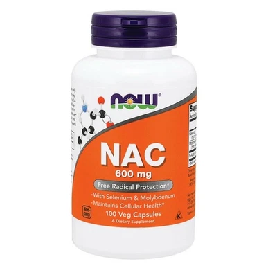NOW Foods NAC, 600 мг, 100 растительных капсул срок годности: 07/2029 - Изображение 1 из 3