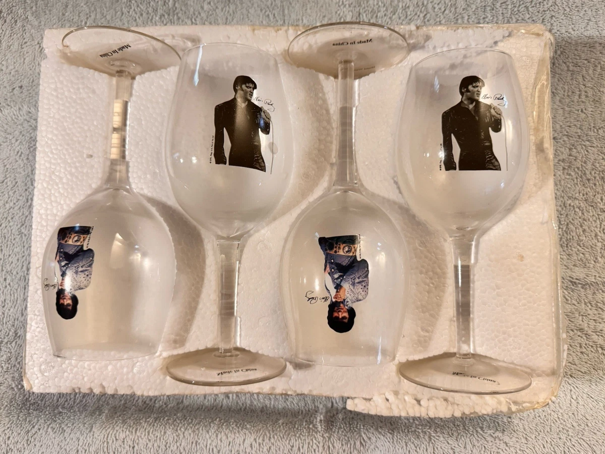 Peinture D'elvis Presley Avec Verre à Liqueur Vintage