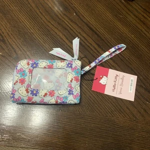 Vera Bradley Hello Kitty Bows Print Double Zip ID Case Wallet Wristlet W Tag - Picture 1 of 9