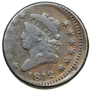 1812 S-289 R-1 Misaligned Obv Die Classic Head Large Cent Coin 1c - Picture 1 of 2
