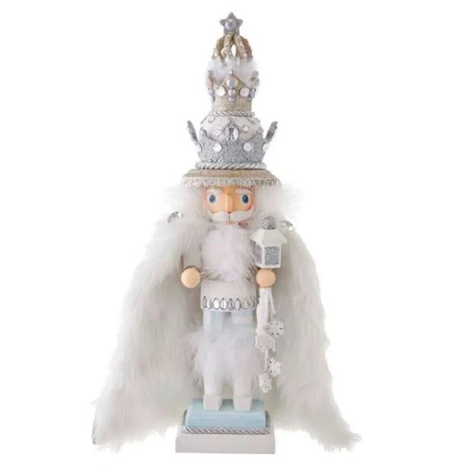 Hollywood White Fur King Wood Christmas Nutcracker 18 Inch HA0561
