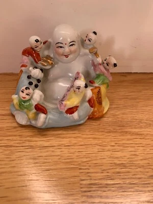 Chinese Antique/vintage Porcelain Laughing Buddha with 5 Children - Image 1 of 4