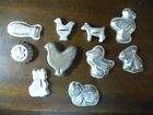 10 pc VTG Mini Candy Chocolate Molds Assorted Shapes Animals Cookie Cutters