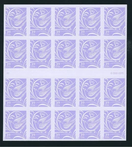 Scott #3998... 39 Cent...Wedding Doves...Unfolded Booklet of 20 Stamps - Picture 1 of 1