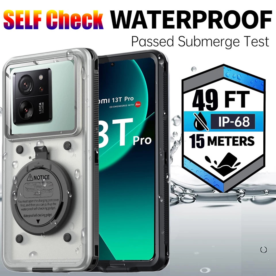 Self Check Waterproof Case Cover For Xiaomi 13T Redmi 13C Note 12 11S 13 Pro - Image 1 of 4