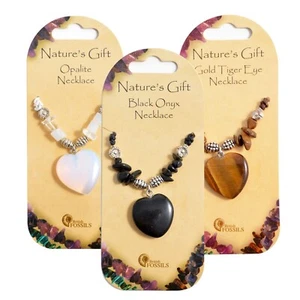 GEMSTONE'S HEART SHAPE NECKLACE / PENDANT - IN VARIOUS GEMSTONES - Picture 1 of 8