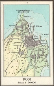 Rhodos kleine Karte von 1958 Zanichelli Atlas - Bild 1 von 1