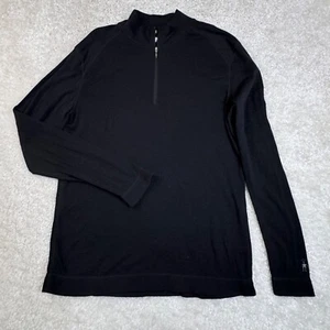 Smartwool Merino Wool Sweater Mens 2XL Black Pullover Shirt 1/4 Zip Jacket - Picture 1 of 8