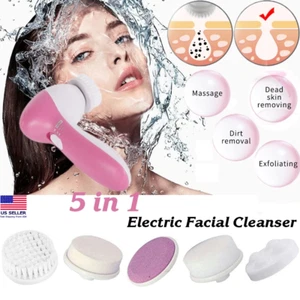 5-1 Multifunction Electronic Facial Cleansing Face Massage Brush Skin Care Spa - Picture 1 of 12