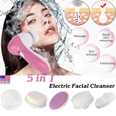 Cepillo de masaje facial electrónico multifunción 5-1 para limpieza facial cuidado de la piel spa Foto 1 de 4