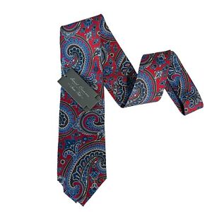 Daniel Cremieux Seven-Fold Ltd Edition Silk Italy NWT Red/Blue Paisley Necktie