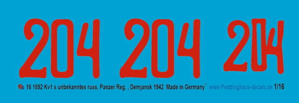 Peddinghaus-Decals 1/16 1892 Kv 1 S Unbek. Russ. Panzer Numero Registrazione - Immagine 1 di 1