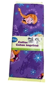 Disney Frozen Anna & Elsa Purple Cotton Fabric 36" X 43" Snowflake Design - Picture 1 of 4
