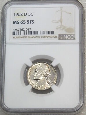 1962-D Jefferson Nickel NGC MS65 5FS Full Steps Just Graded PQ #G433 - Image 1 of 4