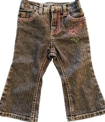 Jeans Niñas 18 Mo Bordado Frontal Floral Cintura Ajustable  Foto 1 de 4