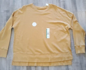 Time and Tru Womens Crewneck Pullover Sweater Sz XL Gold NEW NWT Lightweight - Picture 1 of 9