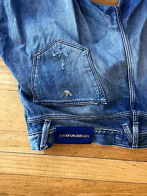 Pantalones de mezclilla Emporio Armani para hombre azules elásticos de pierna recta talla 38x34 Foto 1 de 4