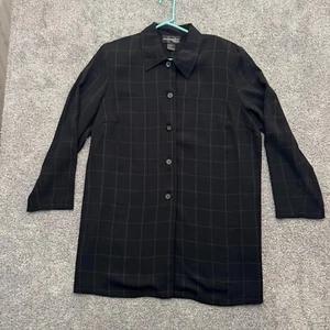 Requirements Top Women 16W Plus Size Windowpane Check Y2K Vintage Office Preppy - Picture 1 of 11