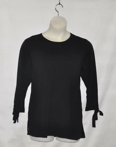 Joan Rivers 3/4 Sleeve Sweater with Side Bows Size 1X Black - Picture 1 of 2