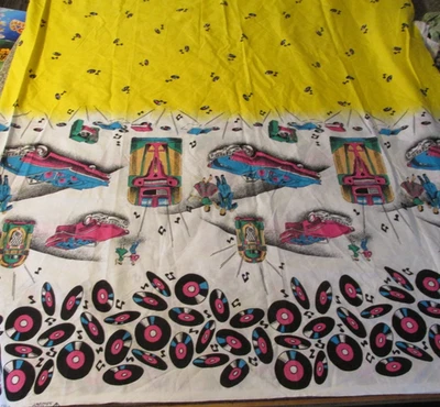 Tela Beth Ravitz de 2 yardas x 54" de ancho Memphis Records Juke box rosa cadílaco Foto 1 de 4