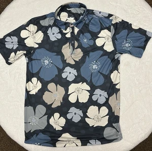 Swannies Mellblom Polo Golf Camicia Uomo Grande Manica Corta Floreale Blu Navy - Foto 1 di 13
