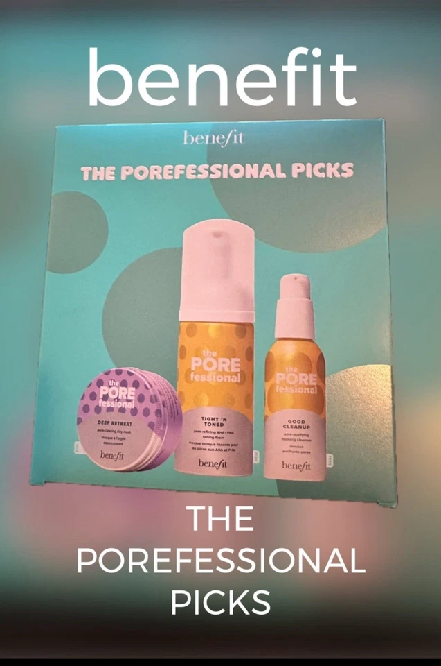NUEVO Juego de 3 Benefit PORE-Fessional Set de Cuidado de la Piel, Máscara de Poros, Limpiador, Tónico Foto 1 de 2